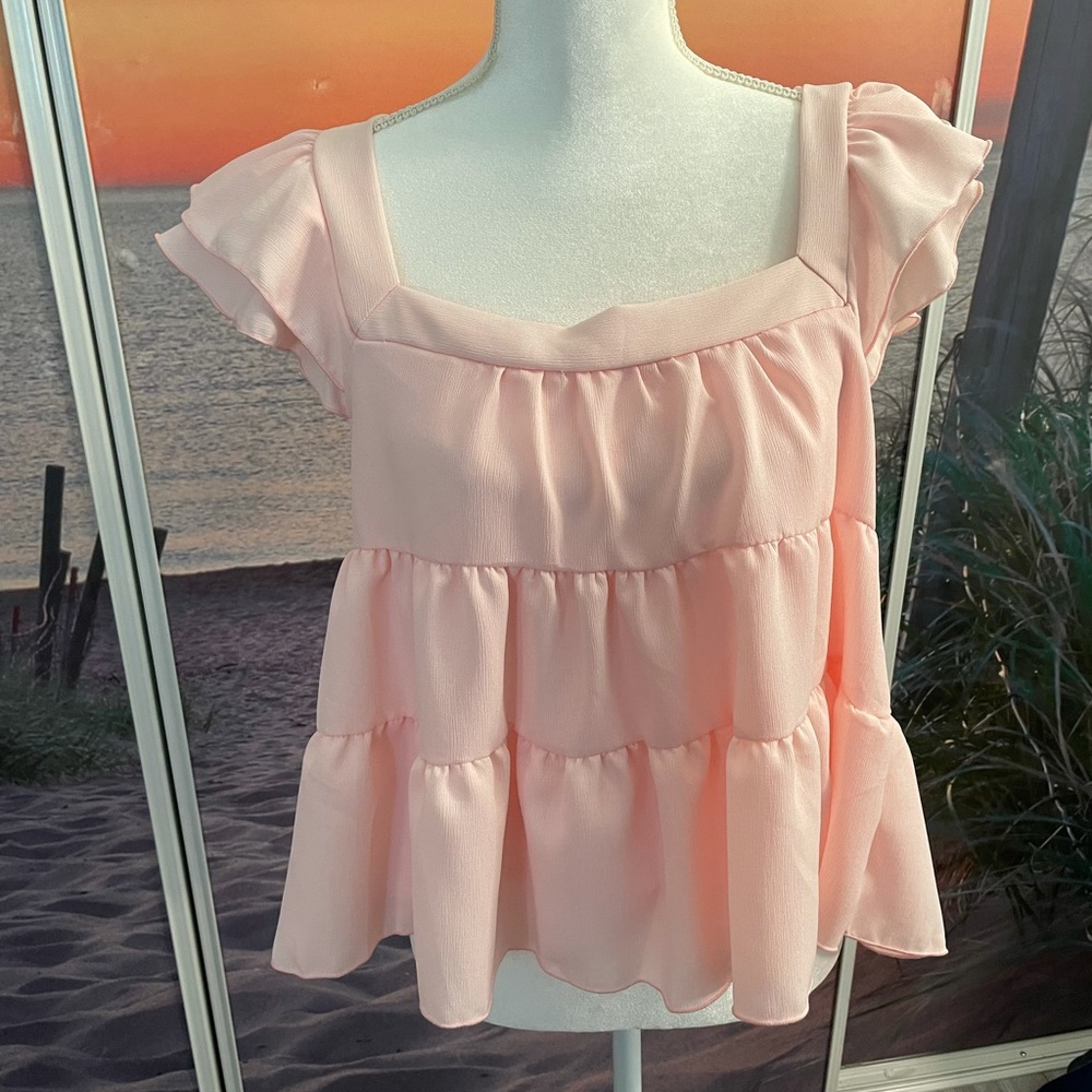Francesca’s Pink Ruffle Top
